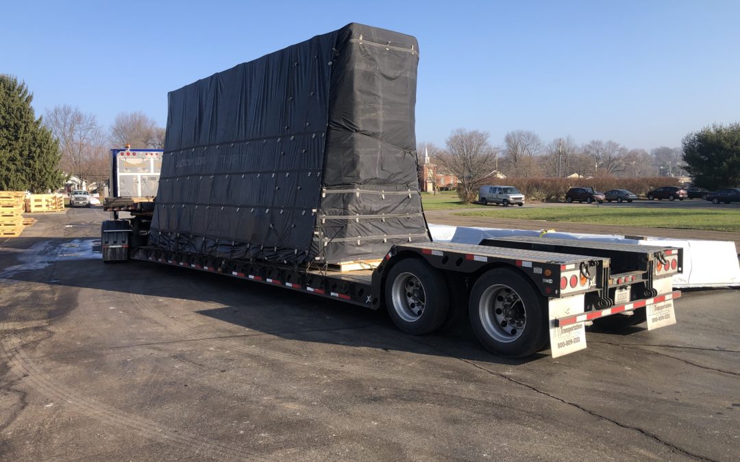 American Lighthouse Transportation Hauls Over-sized and Over Height Crated Fans from Natural Bridge, Virginia to Akron, Ohio. See Pics…