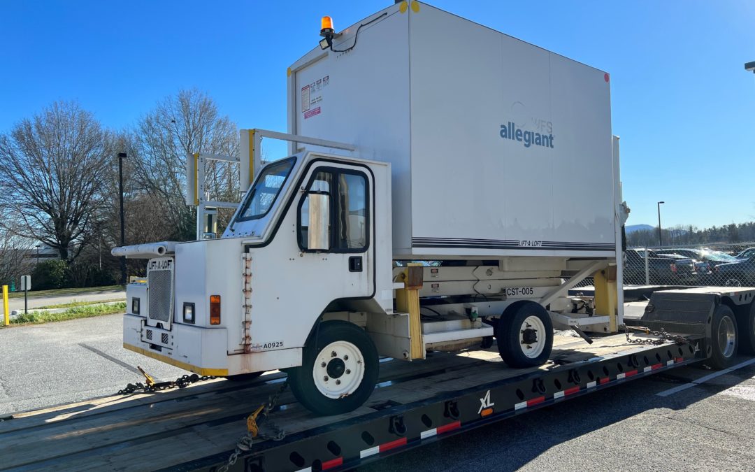 American Lighthouse Transportation Hauls An Allegiant Catering Truck From Fletcher, North Carolina to Indianapolis, Indiana.  See Pics…