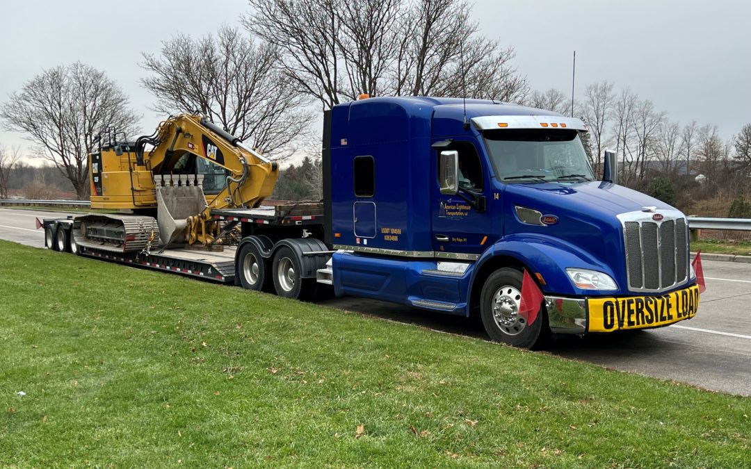 American Lighthouse Transportation Hauls Oversize and Overweight Excavator From Cincinnati, Ohio to Columbia Station, Ohio. See Pic…