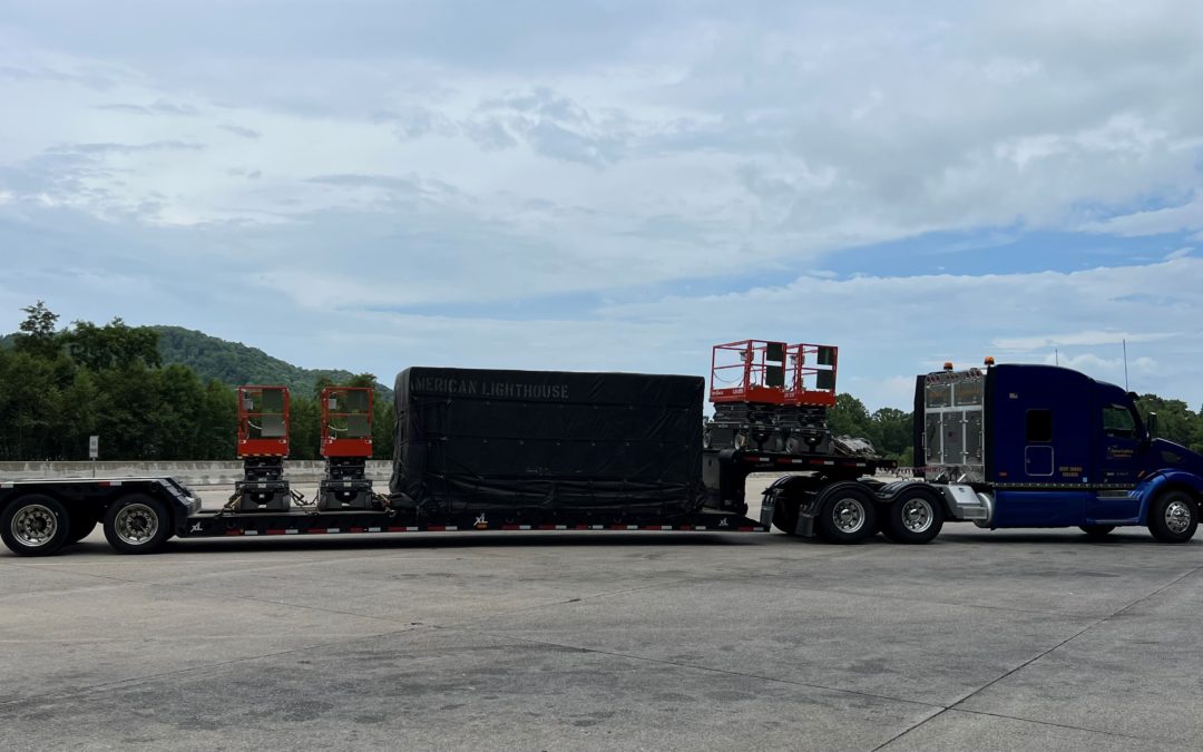 American Lighthouse Transportation Hauls Scissor Lifts and Crated Machinery From Charleston, South Carolina to Louisville, Kentucky…See Pic